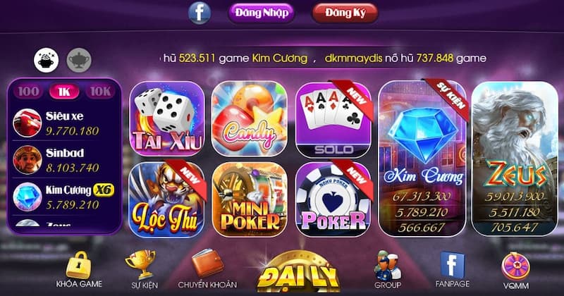 Những trò chơi có tại Zik club